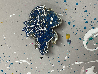 Small Blue with Gold Glitter Jersey Devil Magnet