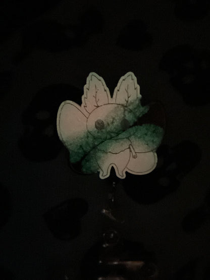 Hot Pink & Black Mothman Retractable Badge Reel - Glow in the Dark