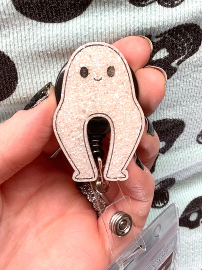 White Nightcrawler Retractable Badge Reel