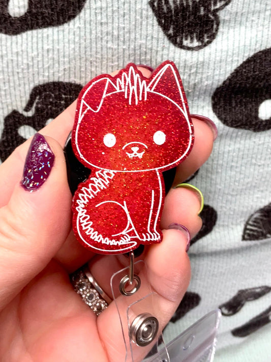 Red Chupacabra Retractable Badge Reel