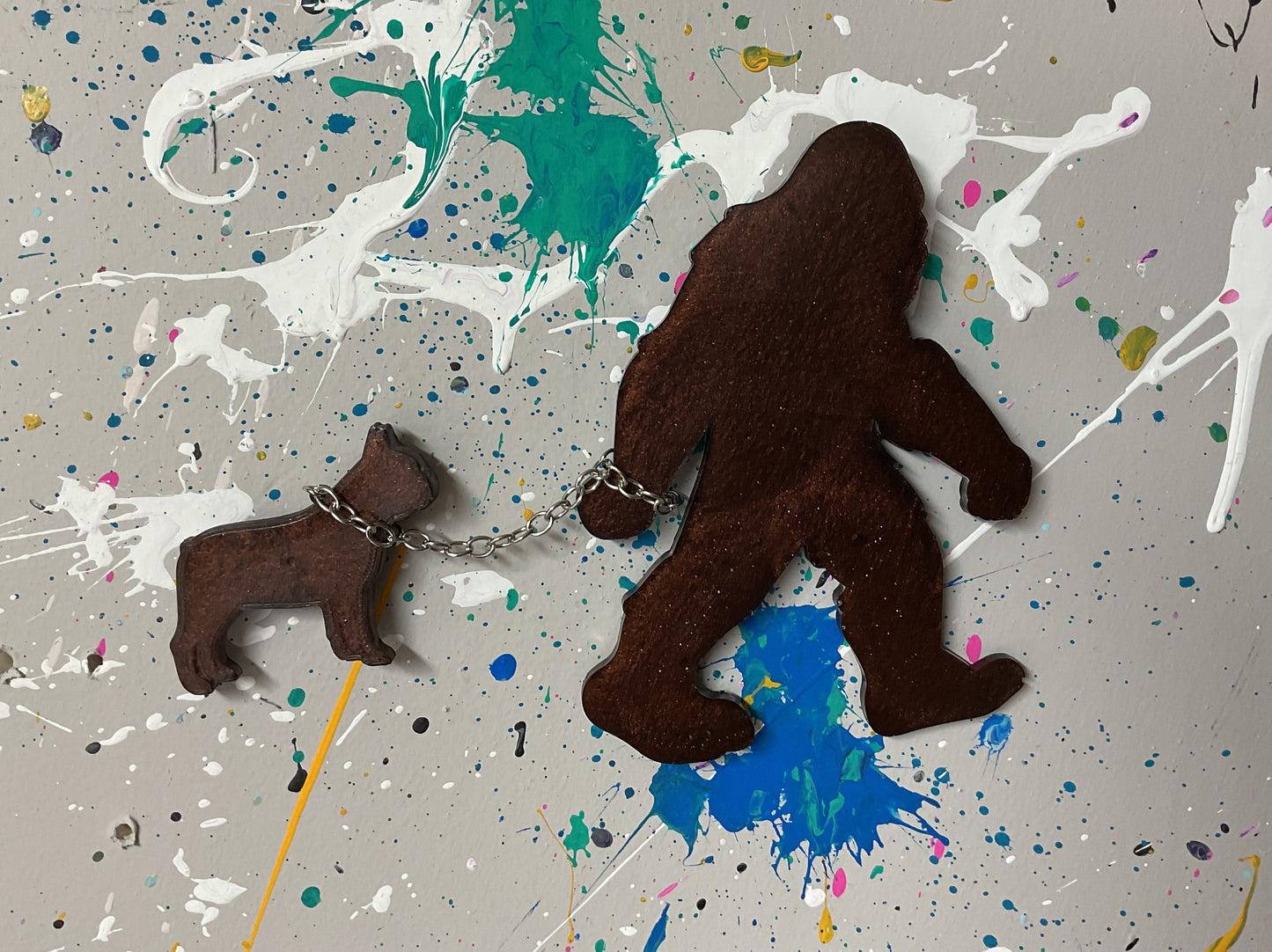 Large Bigfoot Walking Dog Magnet - French Bulldog Thick Chain