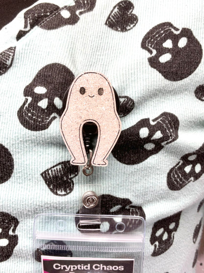 White Nightcrawler Retractable Badge Reel