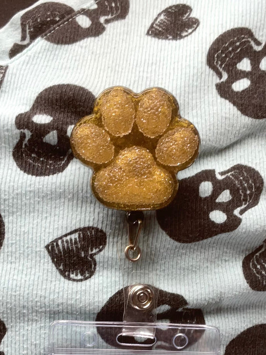 Yellow 3D Paw Print Badge Reel