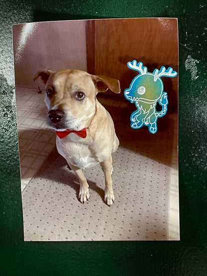 Small Blue Green Wendigo Magnet Glow in the Dark