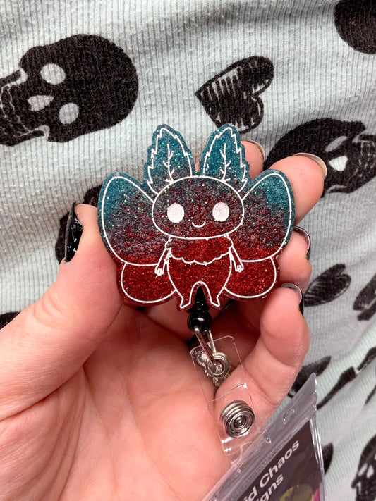 Blue & Red Mothman Retractable Badge Reel