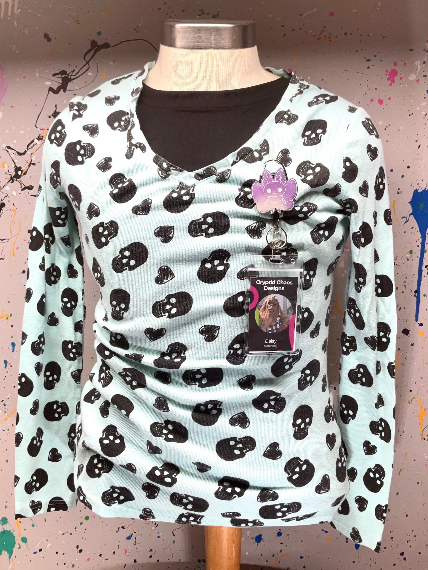 Purple & White Mothman Retractable Badge Reel - Glow in the Dark