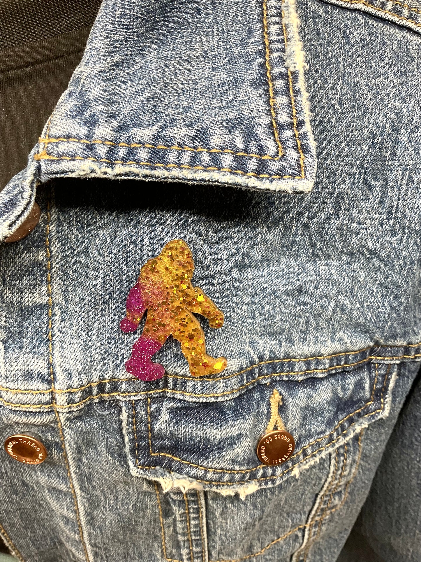 Gold & Pink Bigfoot Pin