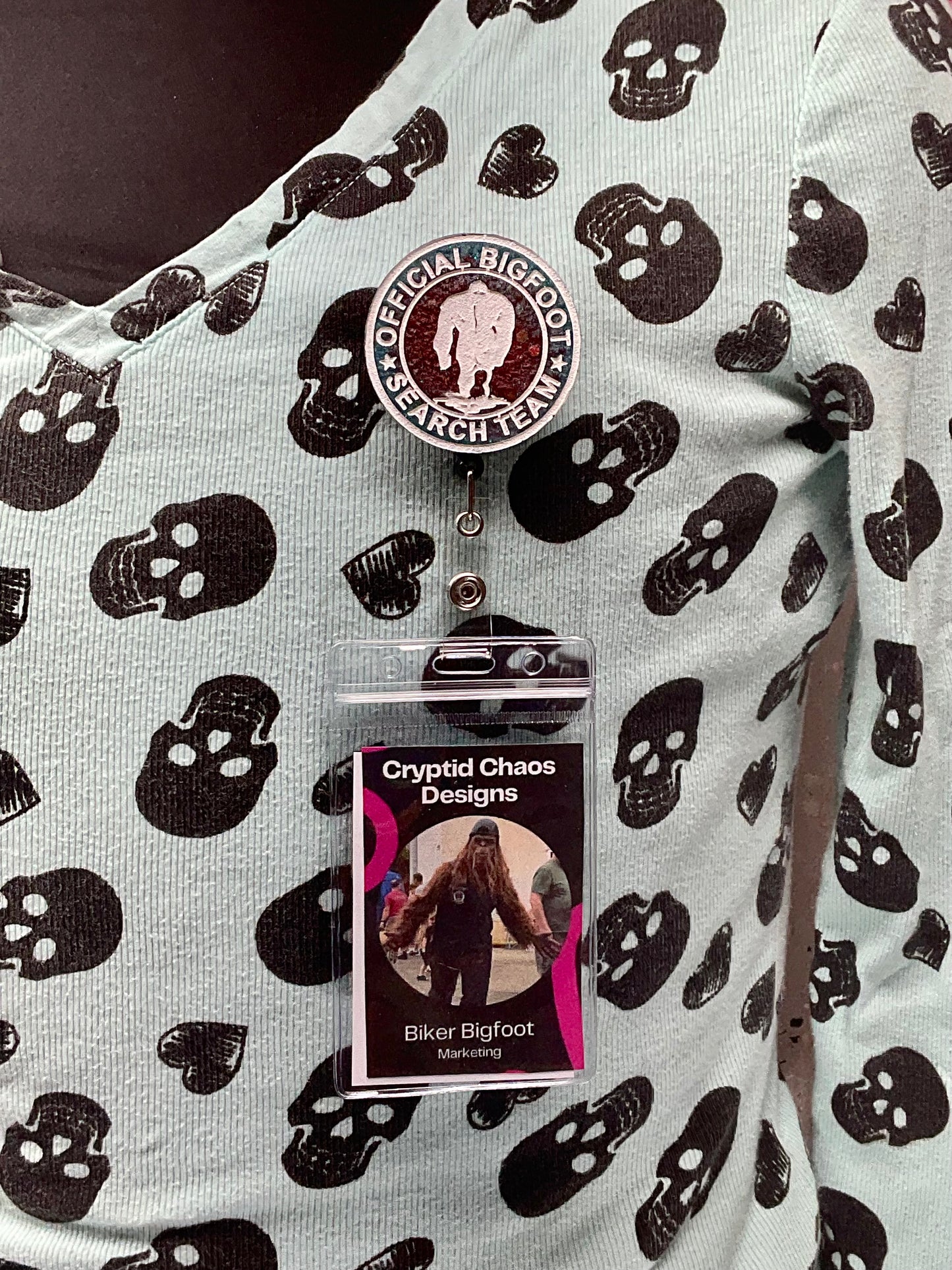 Official Bigfoot Search Team Retractable Badge Reel - Blue & Red