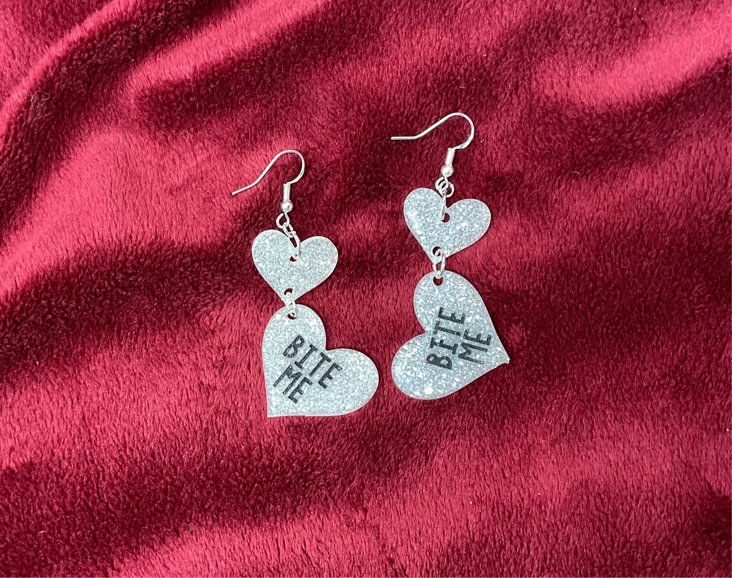 Bite Me Heart Hypoallergenic Earrings - White