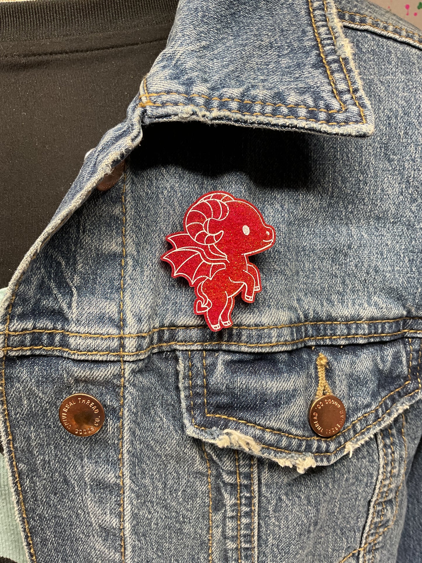 Red Jersey Devil Pin