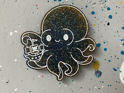 Small Blue with Yellow Kraken Magnet