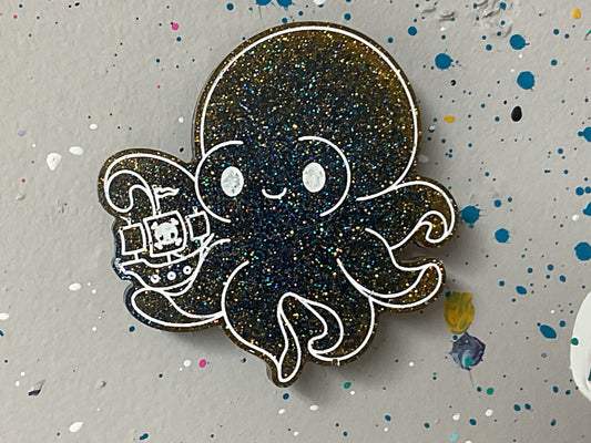 Small Blue with Yellow Kraken Magnet