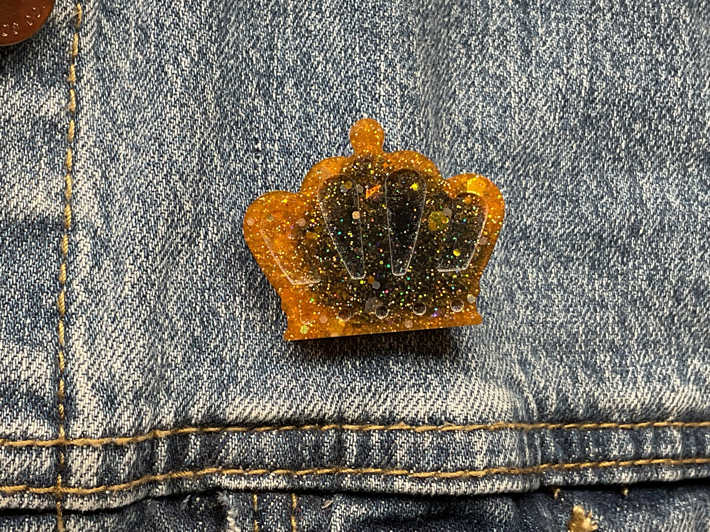 Orange & Black Crown Pin