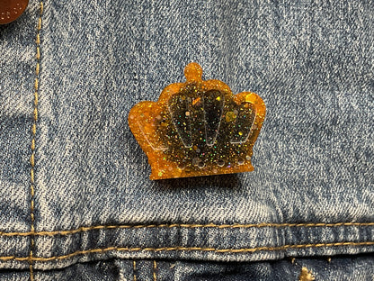 Orange & Black Crown Pin