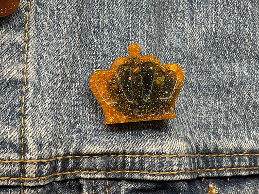 Orange & Black Crown Pin