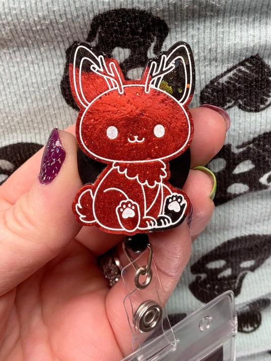 Red & Black Jackalope Retractable Badge Reel