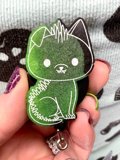 Green & Black Chupacabra Retractable Badge Reel-Glow In The Dark