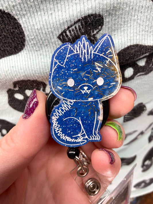 Blue Chupacabra Retractable Badge Reel