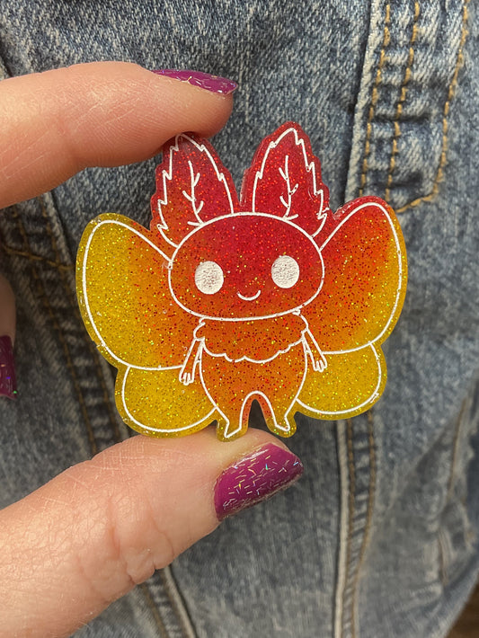 Fiery Orange Mothman Pin