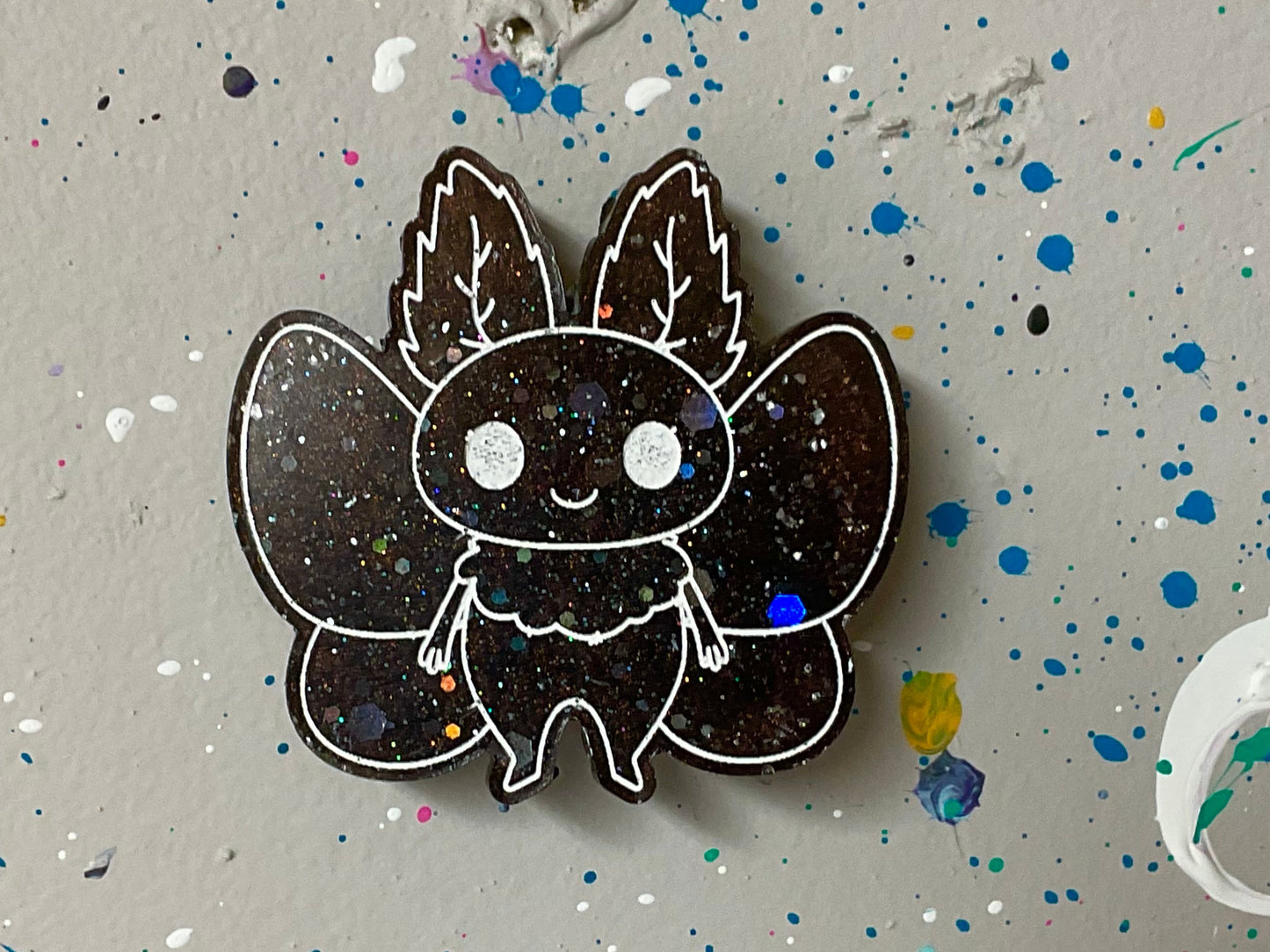 Small Brown Holographic Glitter Mothman Magnet