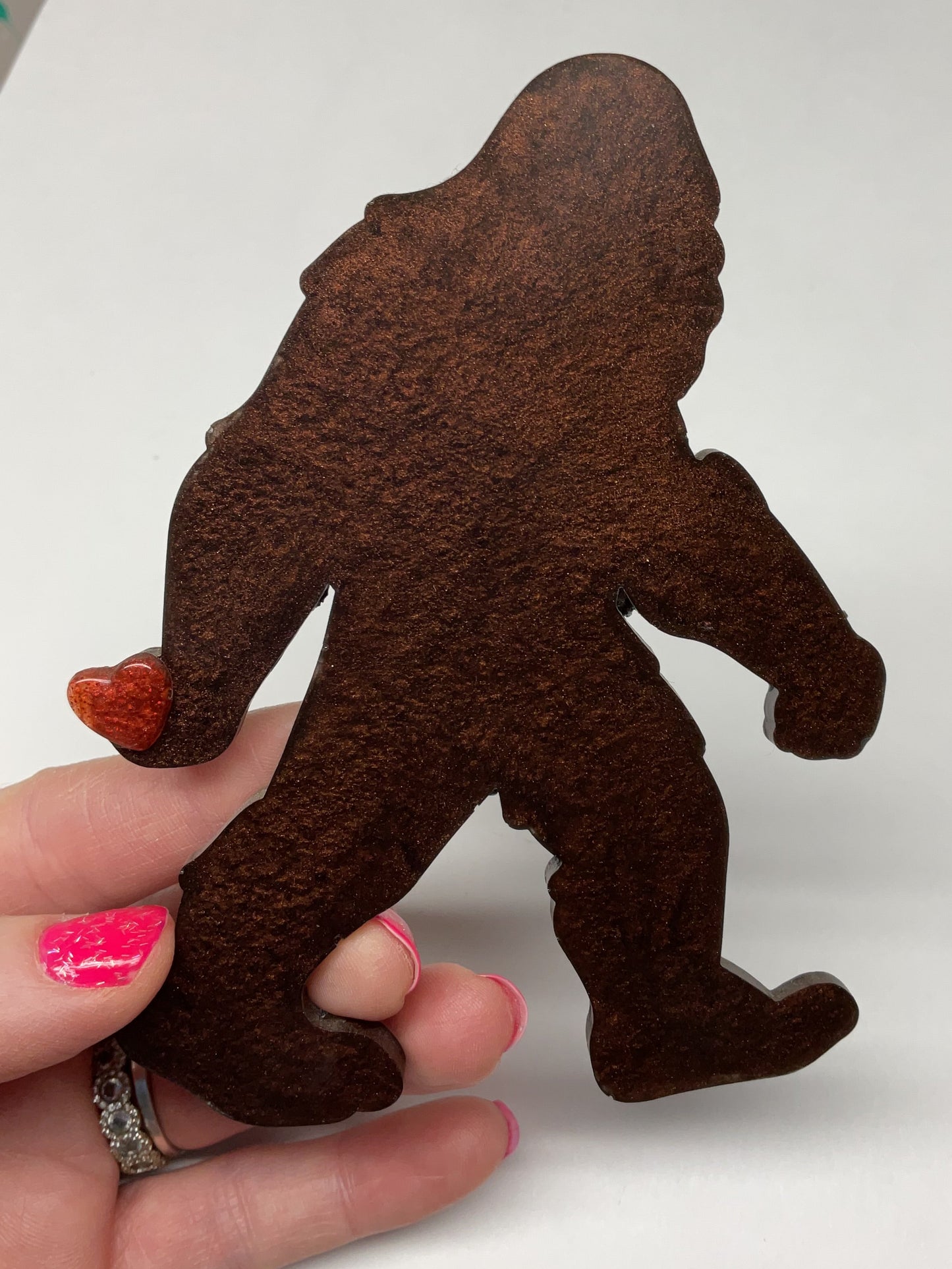 Large Bigfoot Magnet with Heart - 5 Inches Tall