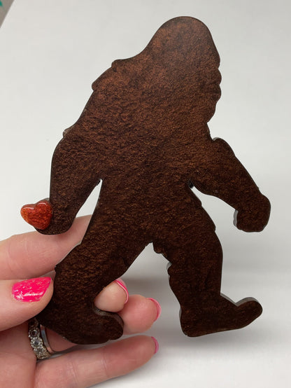 Large Bigfoot Magnet with Heart - 5 Inches Tall