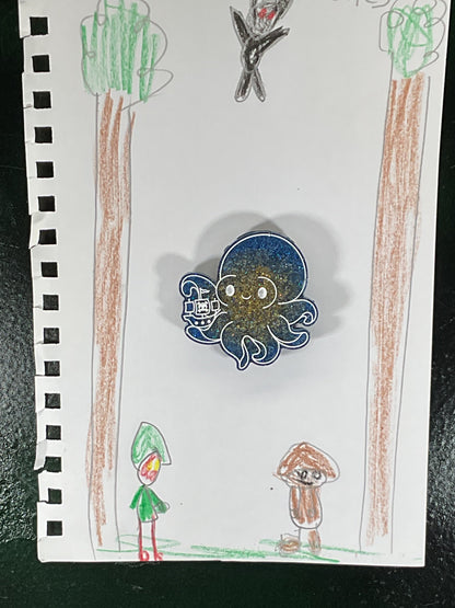 Small Blue Yellow Kraken Magnet