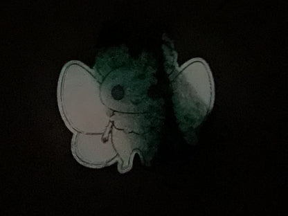 Small Pink & Black Mothman Magnet Glow in the Dark