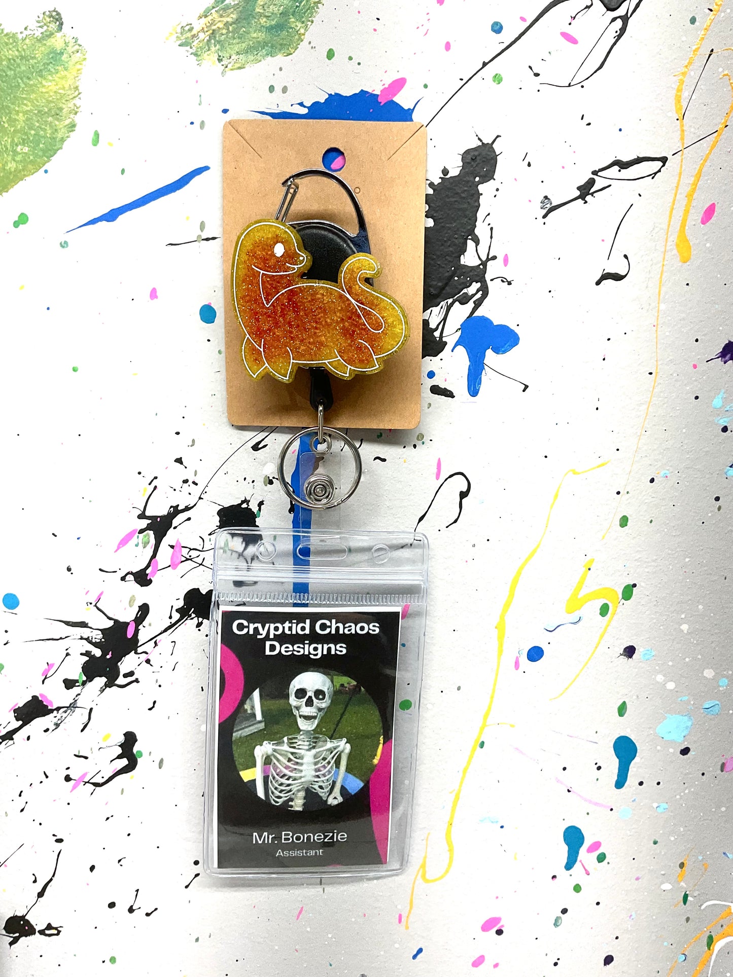 Yellow & Red Loch Ness Monster Retractable Badge Reel