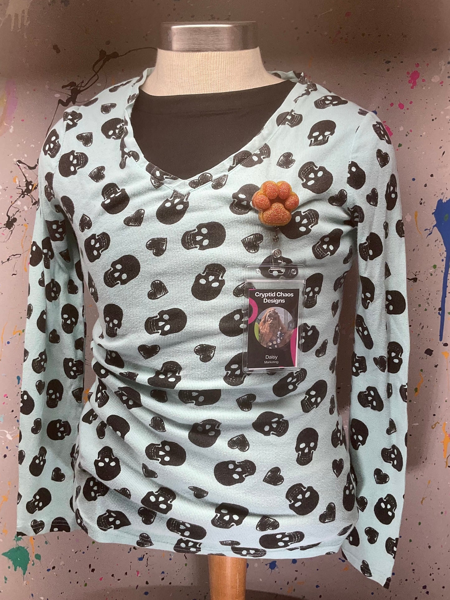 Orange 3D Paw Print Badge Reel