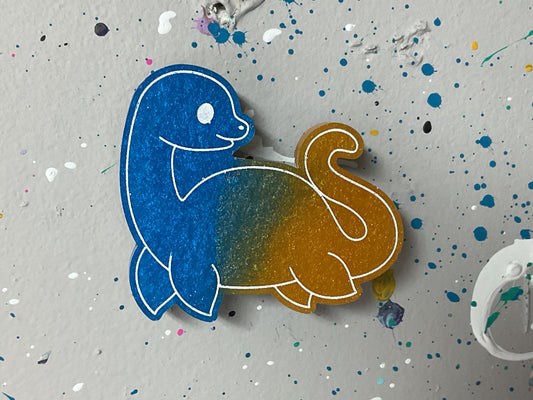 Small Loch Ness Monster Blue Yellow Magnet Glow in the Dark