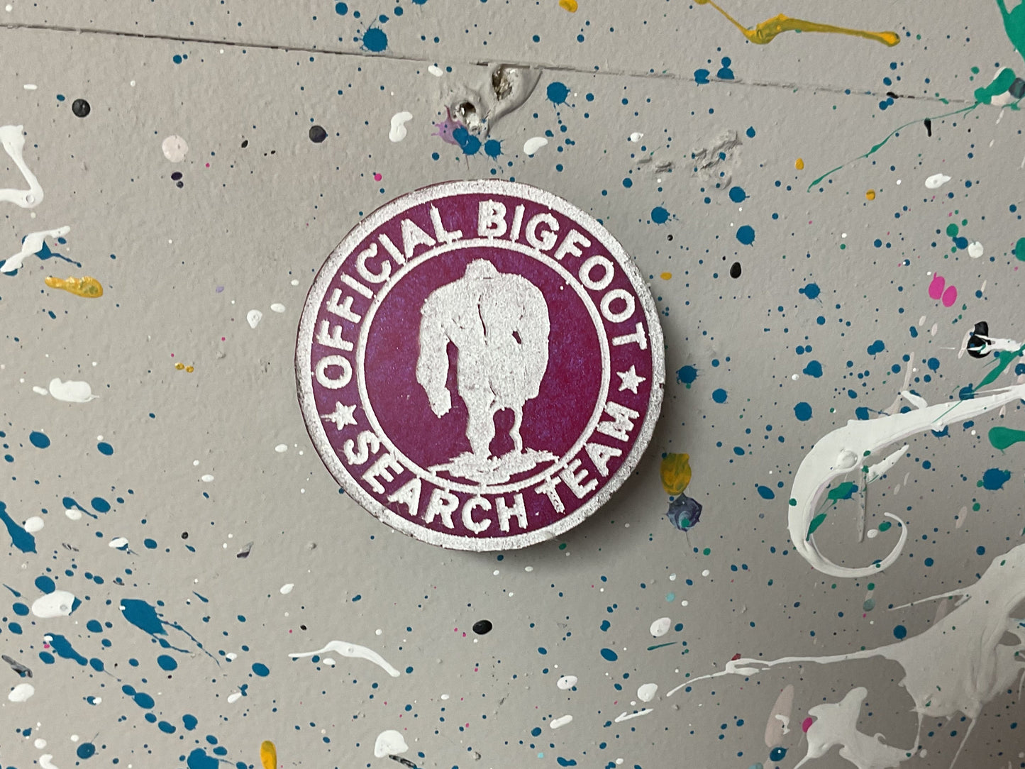 Pink Official Bigfoot Search Team Magnet- Glow in the Dark