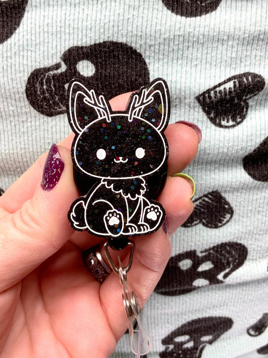 Black Jackalope Retractable Badge Reel