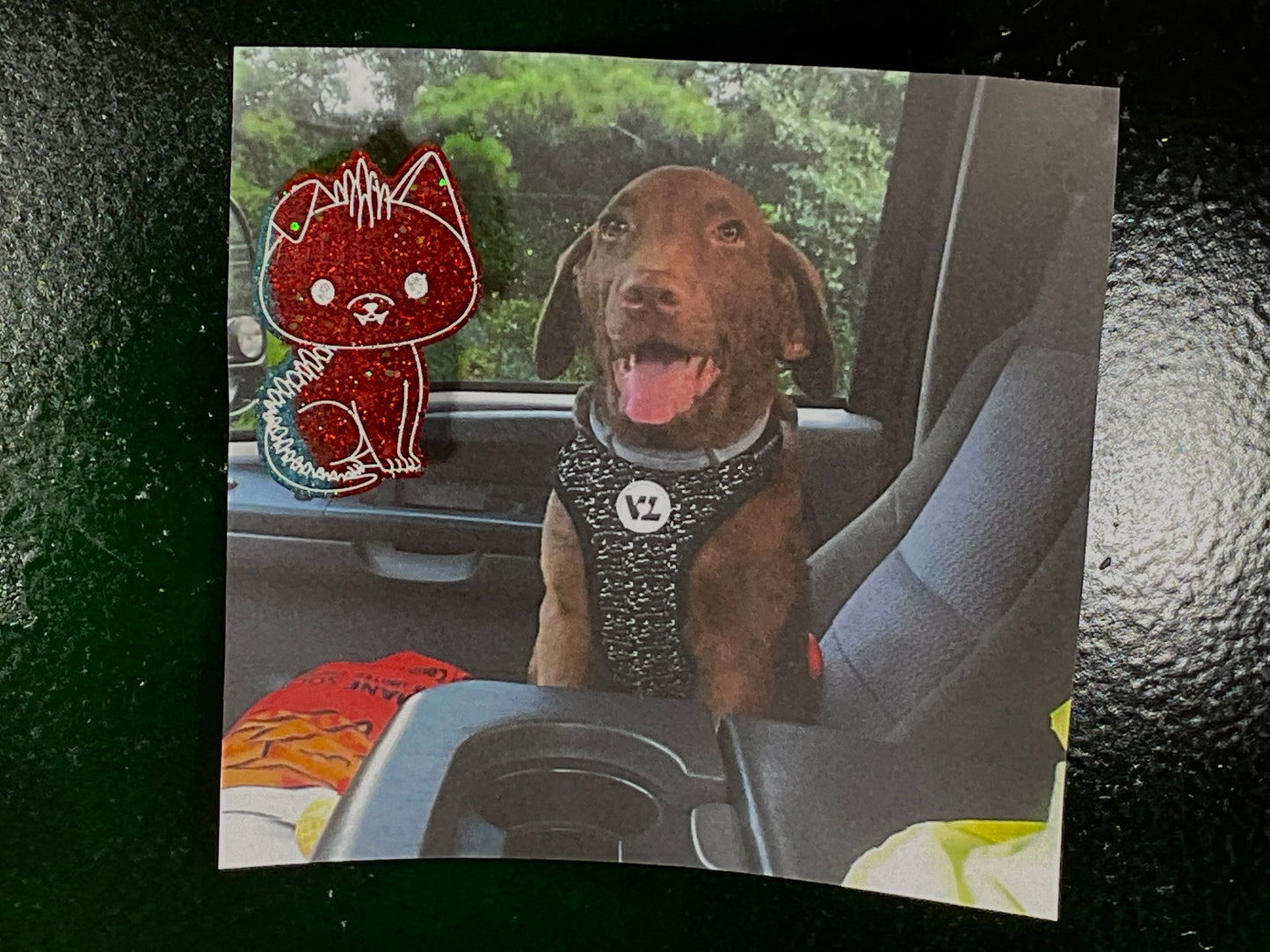 Small Glittery Red Blue Chupacabra Magnet