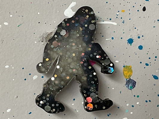 Small Black & White Bigfoot Magnet