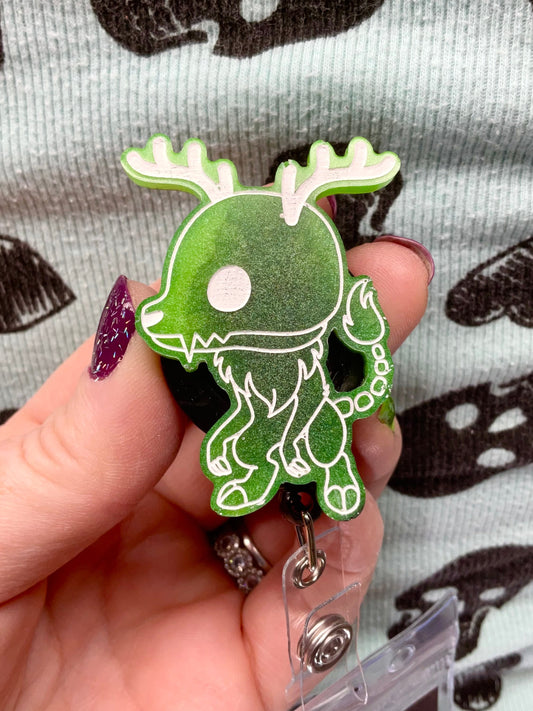 Green Wendigo Retractable Badge Reel-Glow In The Dark