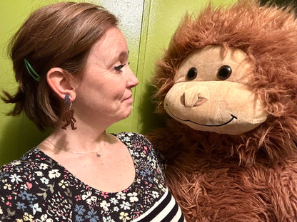 White Glow in the Dark Bigfoot Dangle Earrings Hypoallergenic