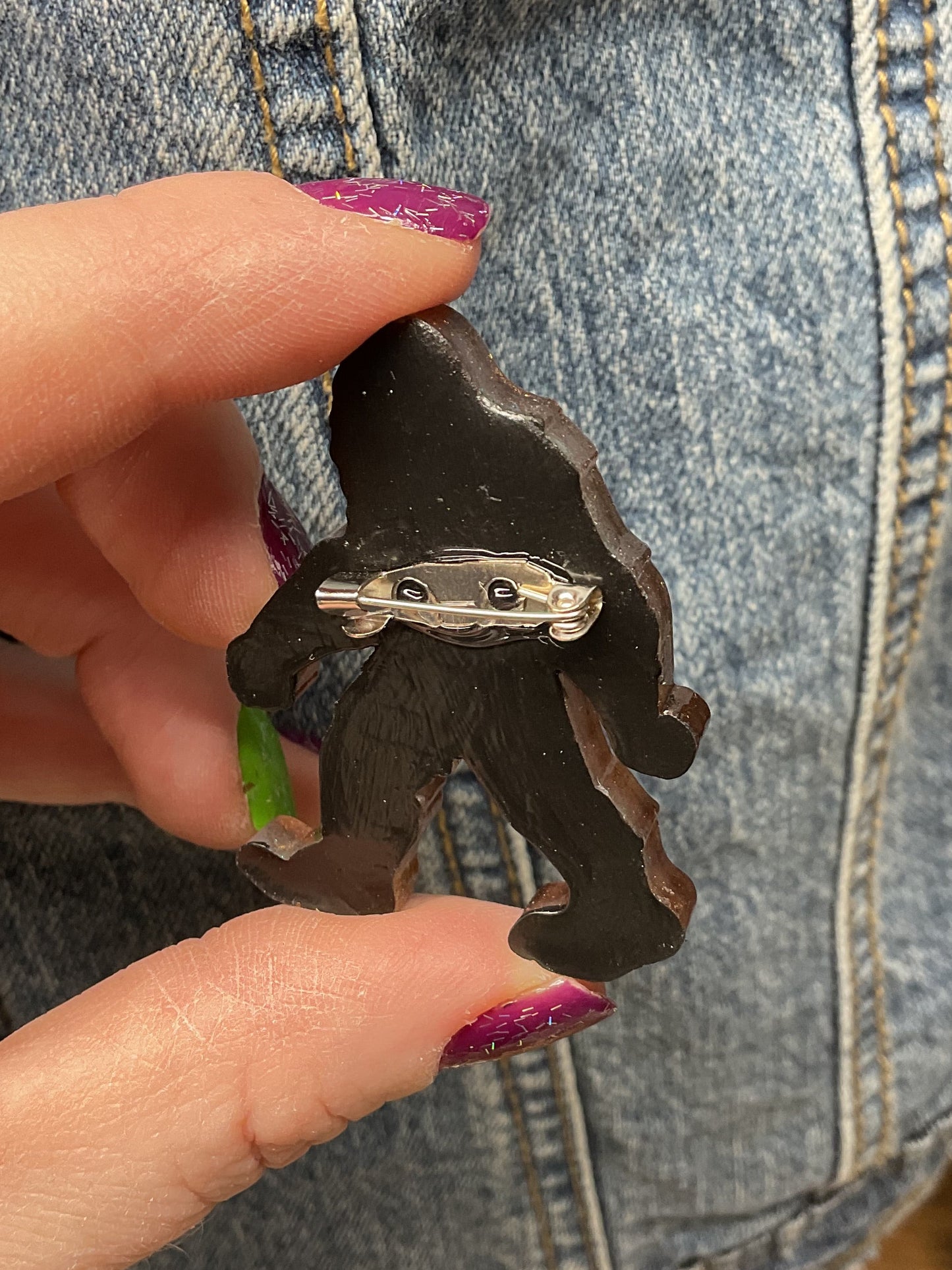 Blue Brown Bigfoot Pin