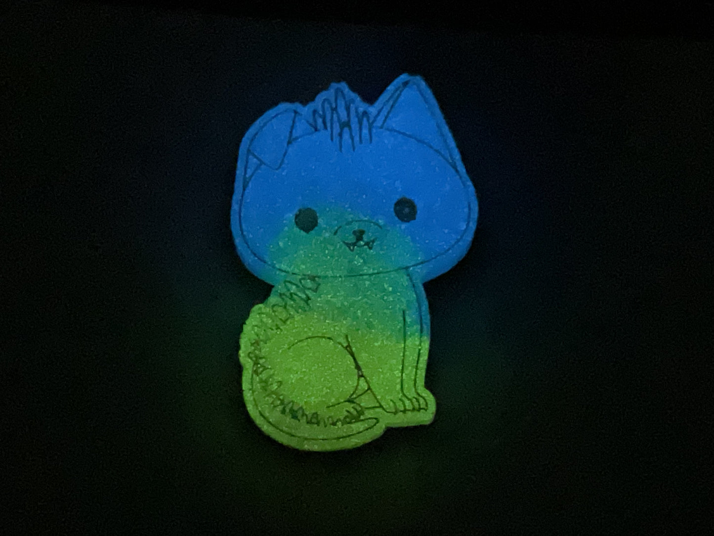 Small Blue Yellow Chupacabra Magnet Glow in the Dark