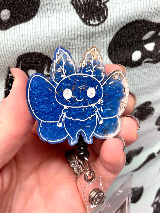 Blue & Gold Mothman Retractable Badge Reel