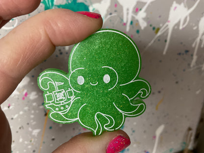 Small Neon Green Kraken Magnet