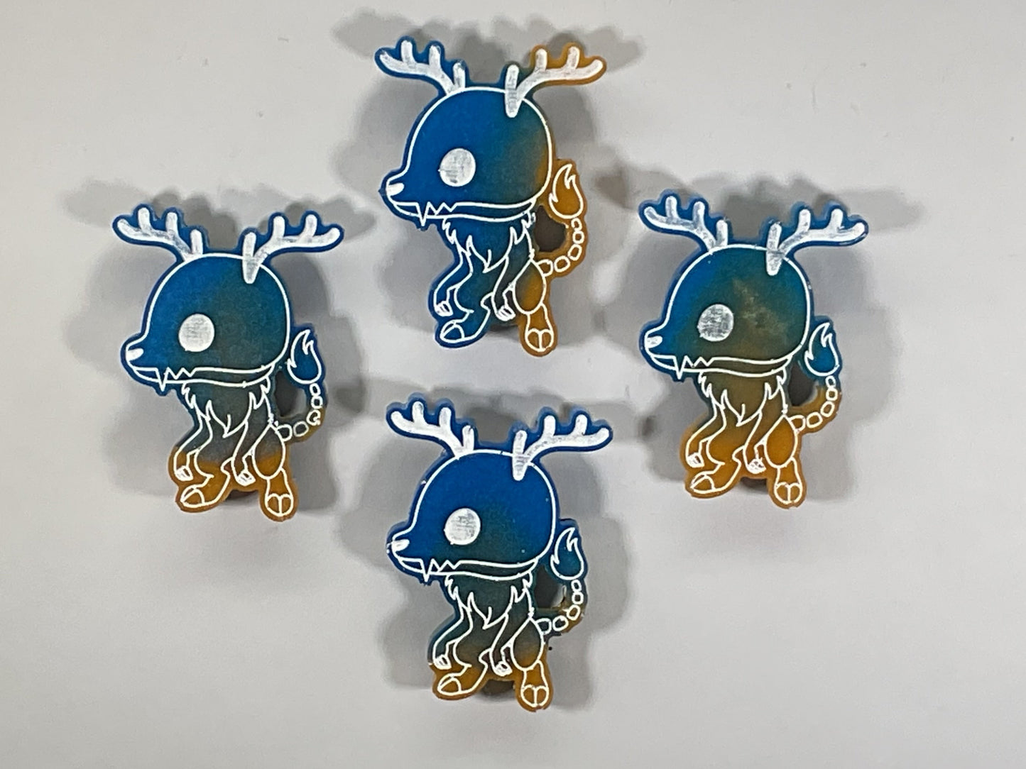 Small Blue Gold Wendigo Magnet Glow in the Dark
