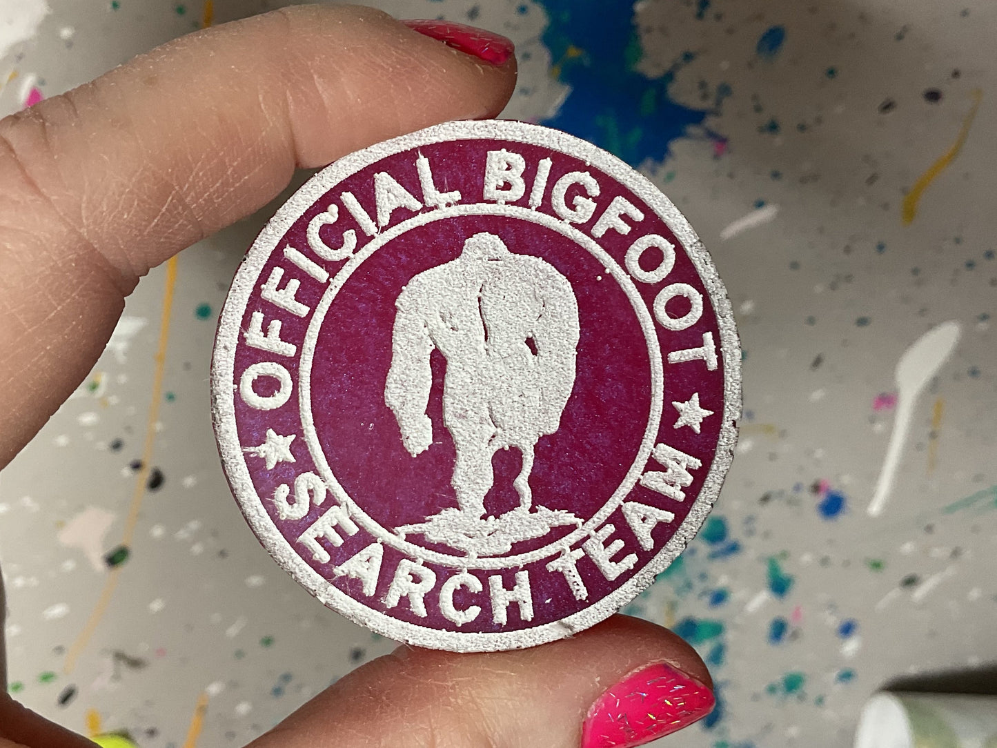 Pink Official Bigfoot Search Team Magnet- Glow in the Dark