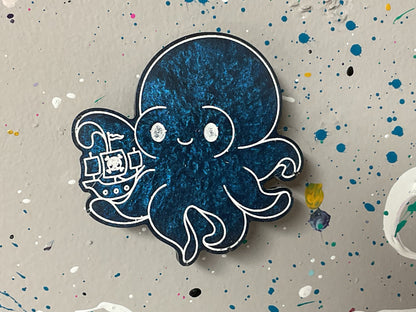 Small Dark Blue Kraken Magnet