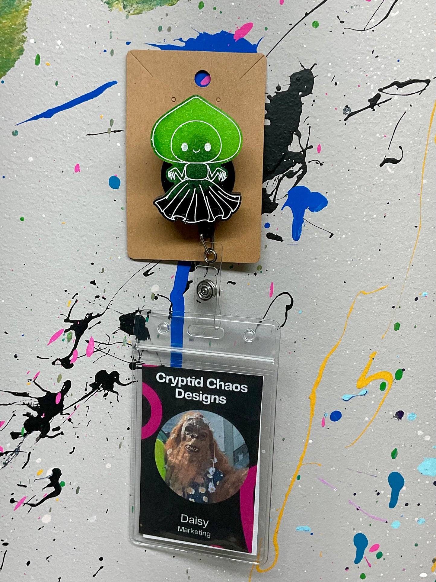 Black & Green Flatwoods Monster Retractable Badge Reel - Glow in the Dark