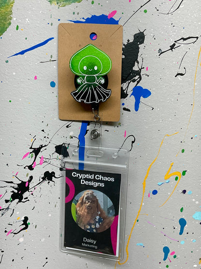 Black & Green Flatwoods Monster Retractable Badge Reel - Glow in the Dark