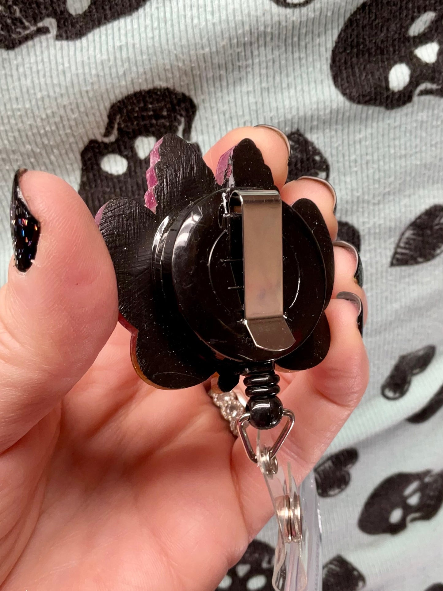 Pink & Gold Mothman Retractable Badge Reel