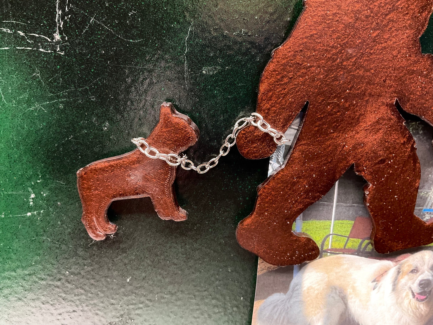 Large Bigfoot Walking Dog Magnet - French Bulldog Thick Chain