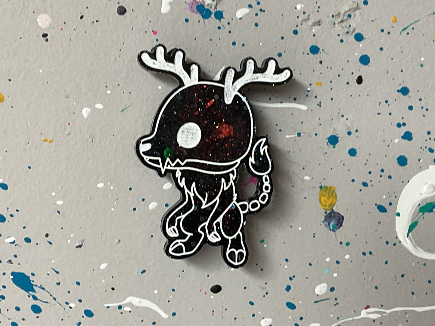 Small Black & Red Glitter Wendigo Magnet