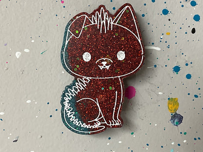 Small Glittery Red Blue Chupacabra Magnet